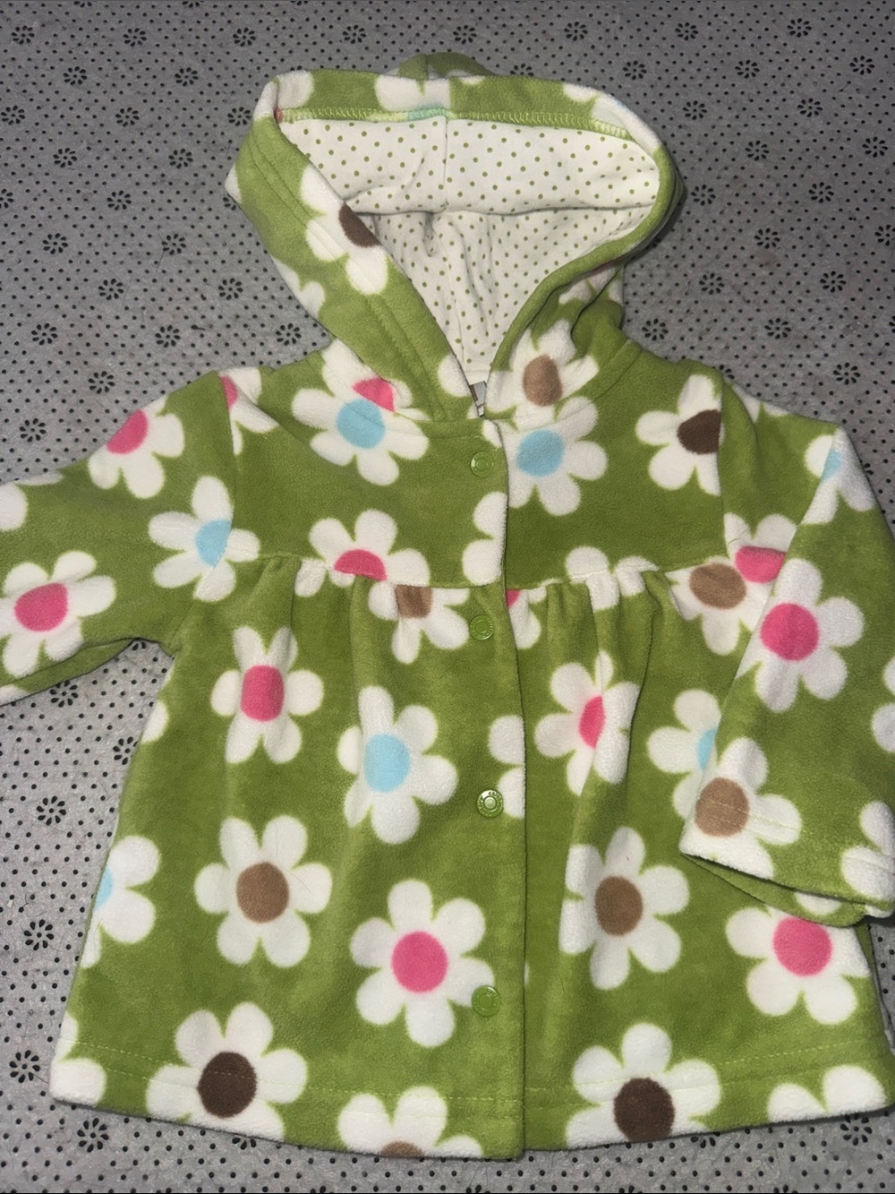 Carter's Green Floral Hooded Fleece Jacket with Pink & White Flowers 🛍